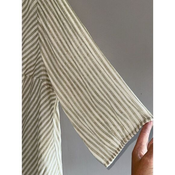 Catherines 3X Blouse Top Neutral Coastal Beige Beach Popover Tunic Lightweight - Picture 3 of 16